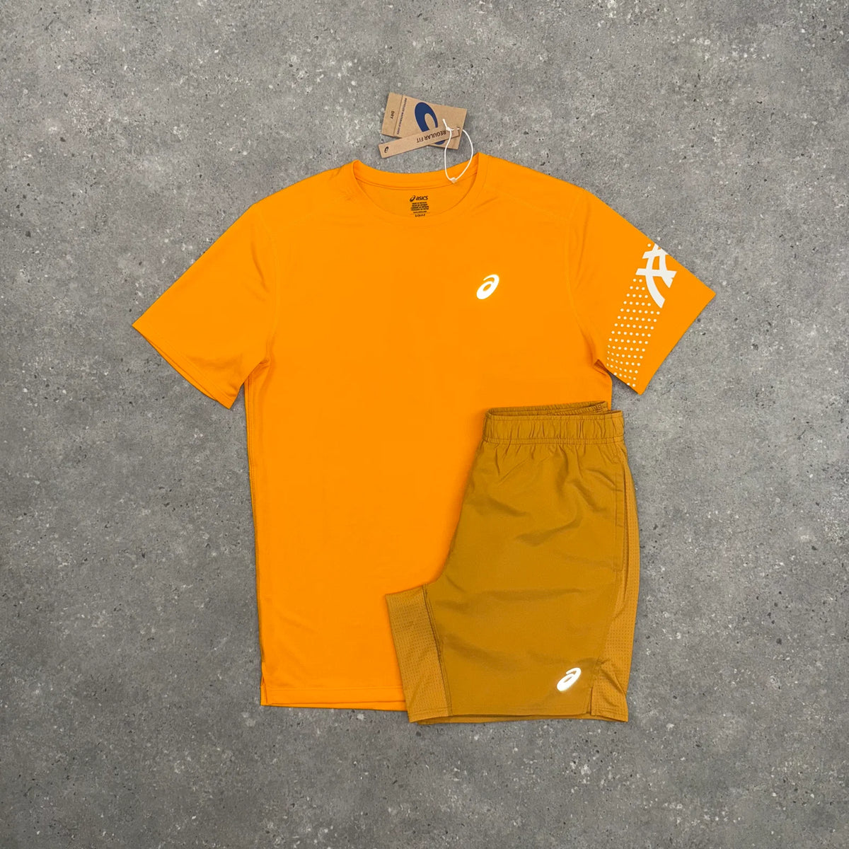 ASICS ICON T-SHIRT & SHORT SET - YAMABUKI ORANGE / SANDSTORM