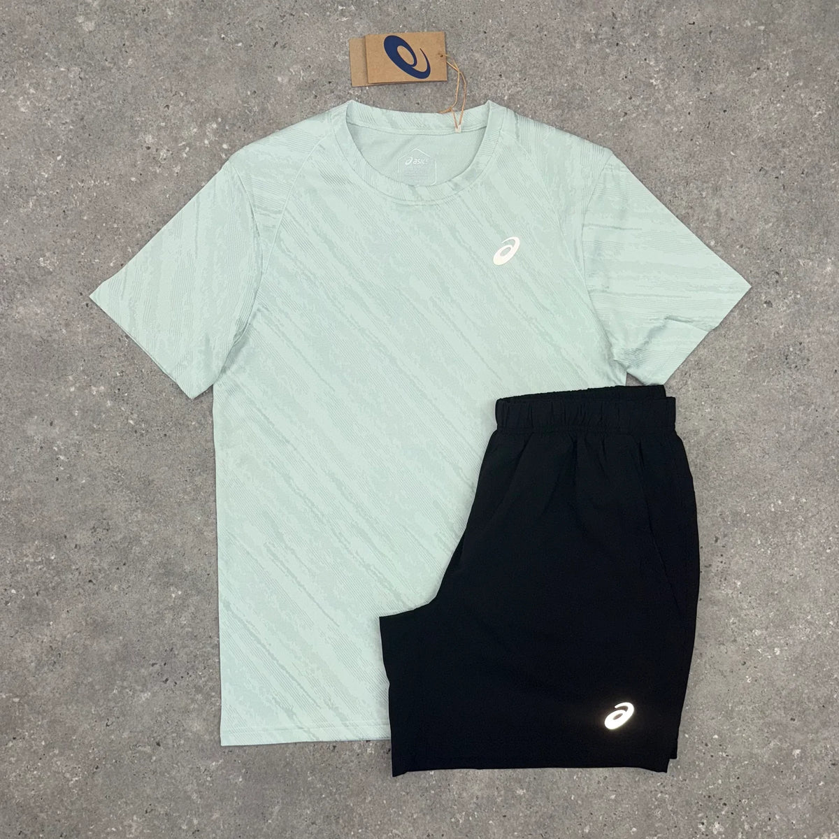 ASICS FOWARD T-SHIRT & SHORT SET - LIGHT SAGE / BLACK