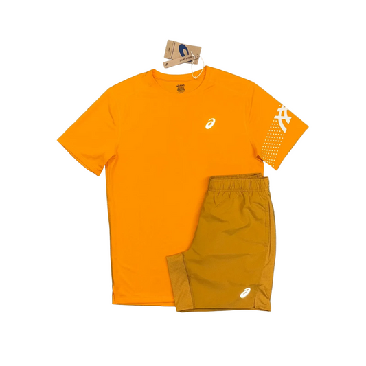 ASICS ICON T-SHIRT & SHORT SET - YAMABUKI ORANGE / SANDSTORM