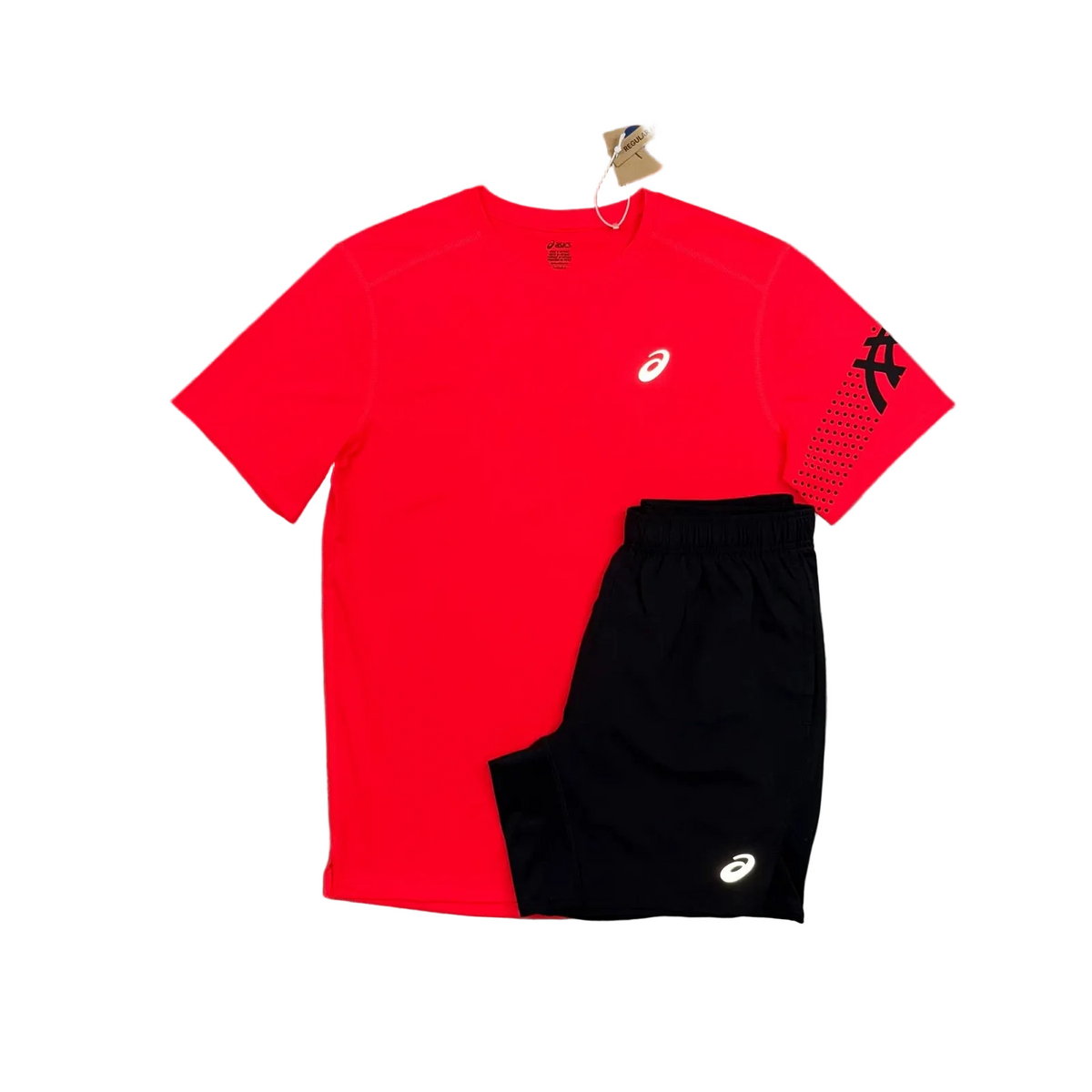 ASICS ICON T-SHIRT & SHORT SET - FLASH RED / BLACK