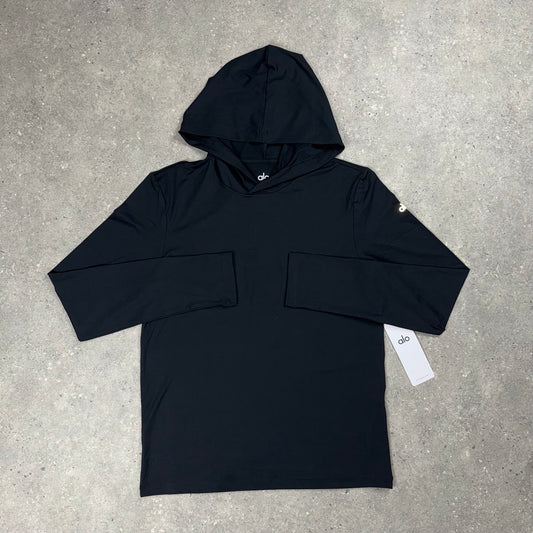 ALO CONQUER TOP WITH HOOD - BLACK
