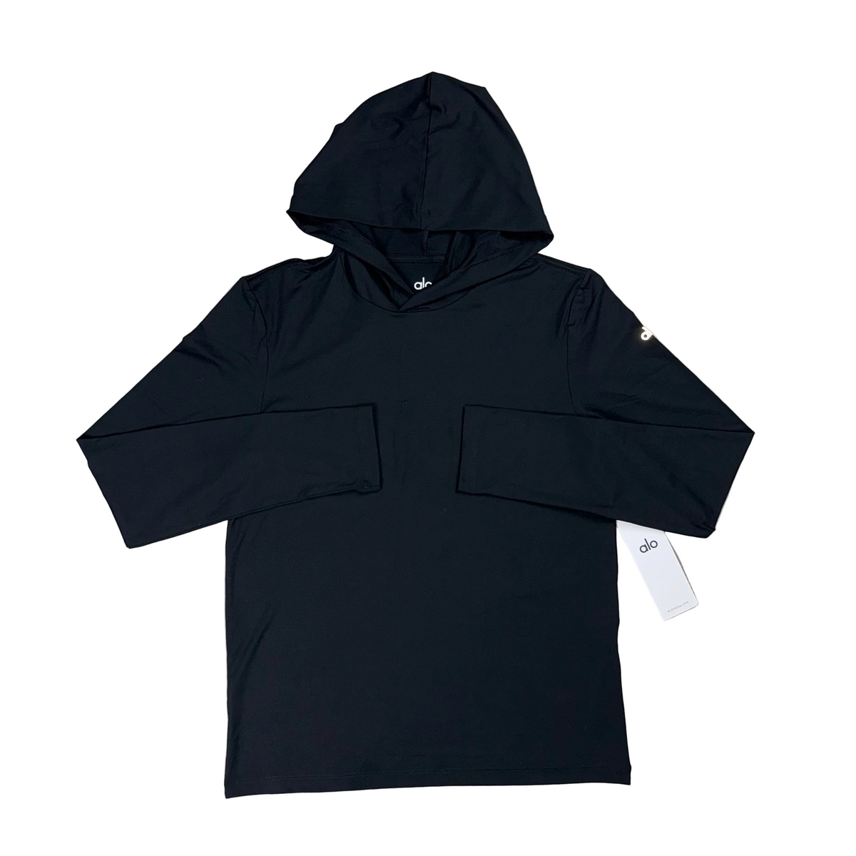 ALO CONQUER TOP WITH HOOD - BLACK