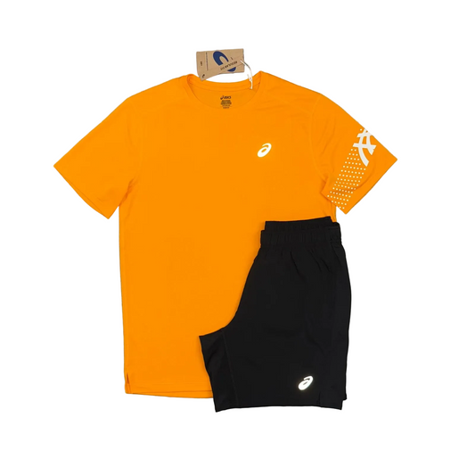 ASICS ICON T-SHIRT & SHORT SET - YAMABUKI ORANGE / BLACK