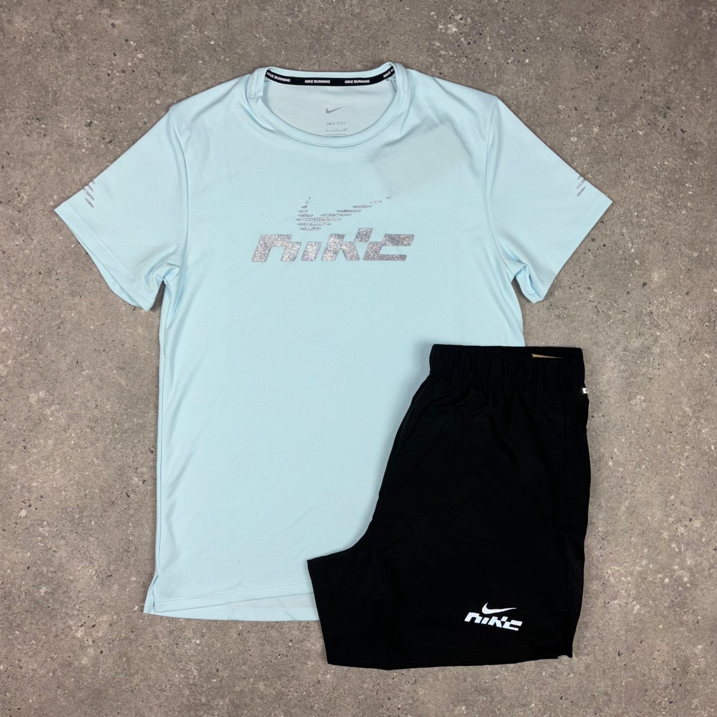 NIKE FLASH MILER & SHORTS SET - BABY BLUE / BLACK