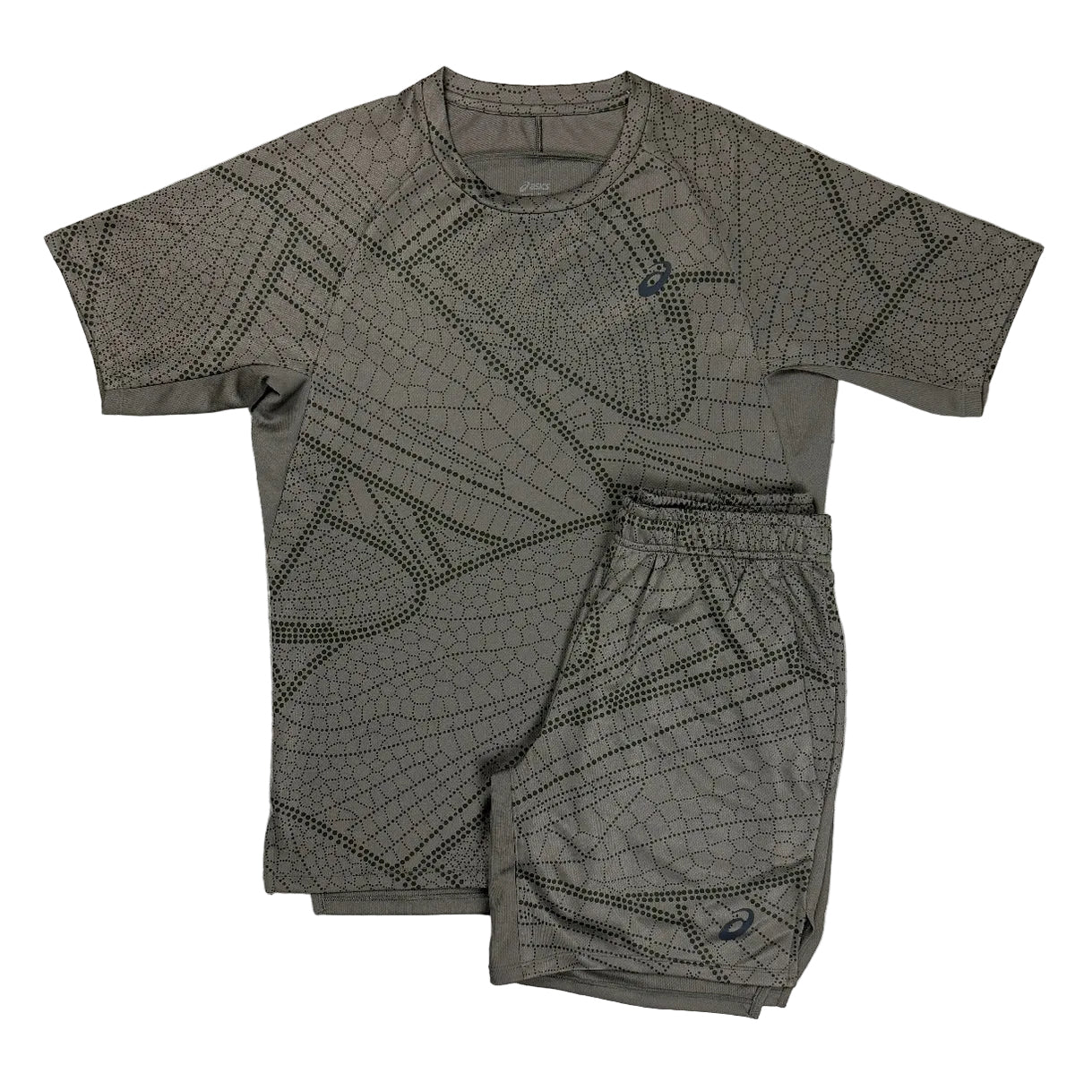 ASICS ALL OVER T-SHIRT & SHORTS SET - MANTLE GREEN