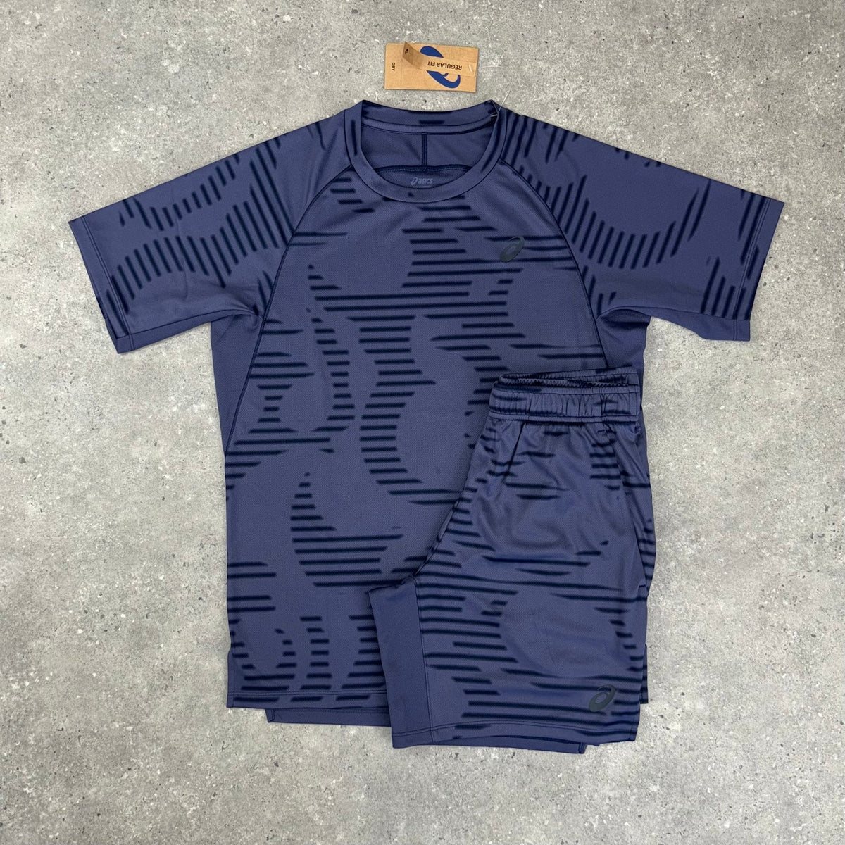 ASICS ALL OVER T-SHIRT & SHORT SET - INDIGO / NAVY