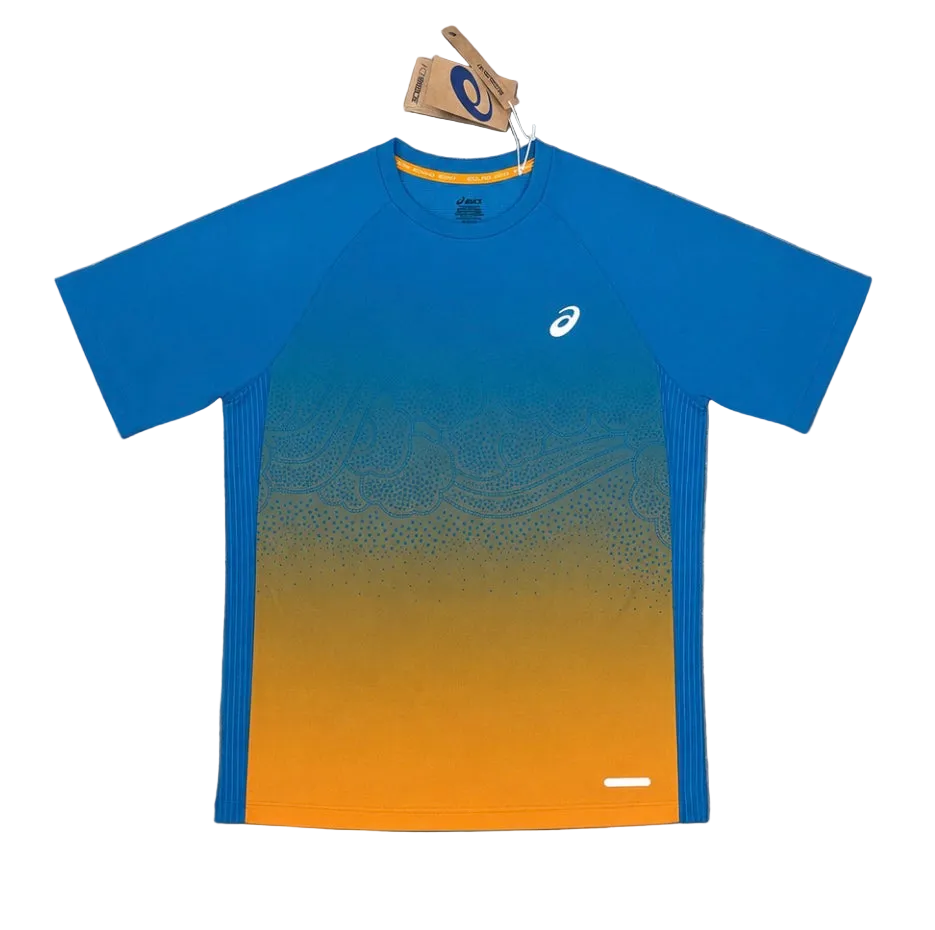 ASICS ROAD FADE T-SHIRT - AEGEAN BLUE / YAMABUKI