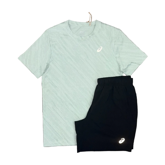 ASICS FOWARD T-SHIRT & SHORT SET - LIGHT SAGE / BLACK