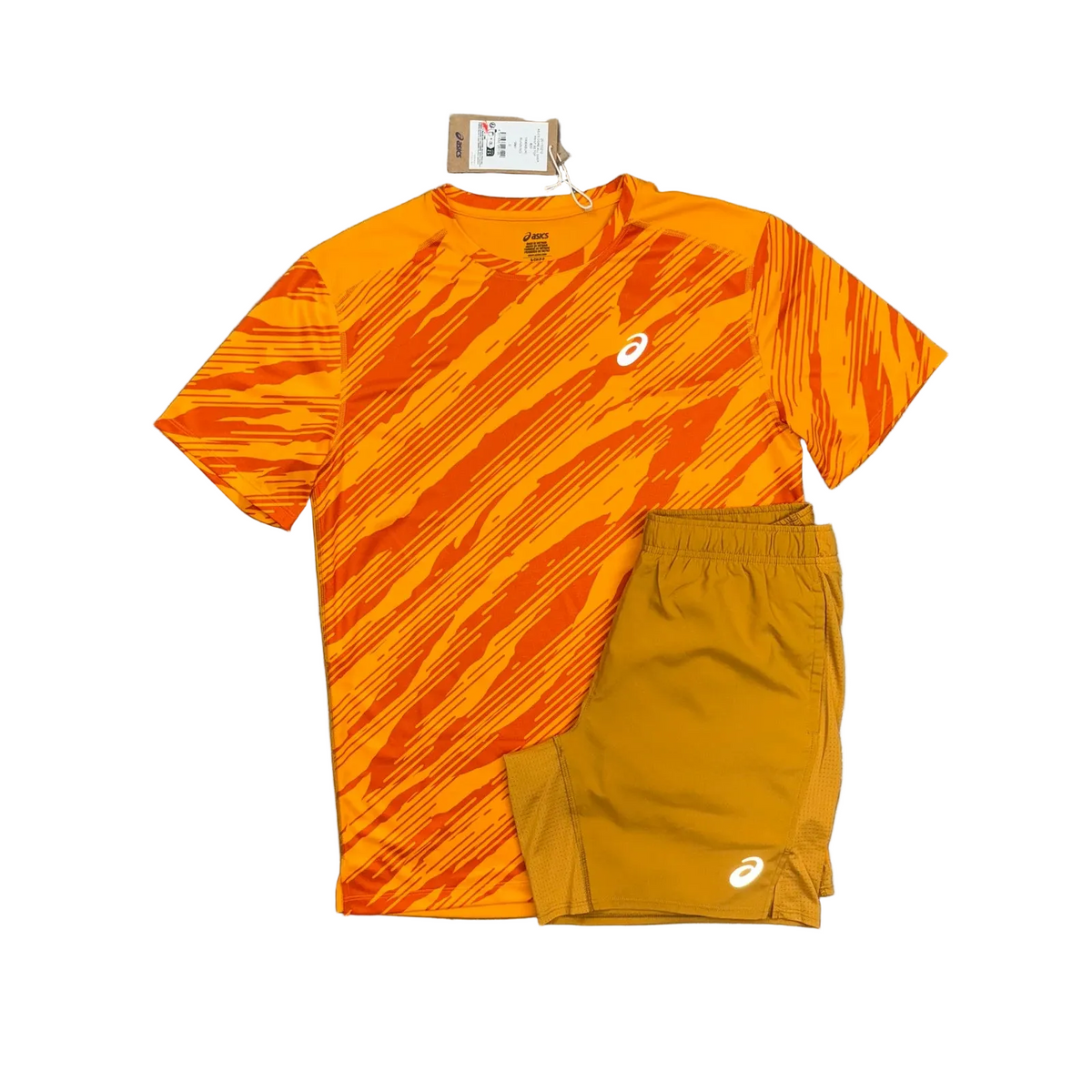 ASICS ALL OVER T-SHIRT & SHORT SET - YAMABUKI ORANGE / SANDSTORM